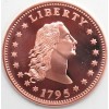 1 Ounce .999 Fine Copper Medallion- Liberty Flowing Hair Design
